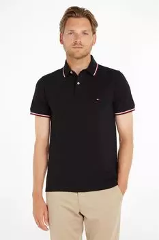 Белая рубашка-поло Tommy с контрастной отделкой Tommy Hilfiger, черный