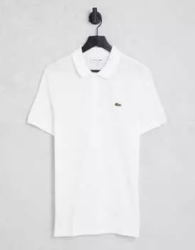 Белая рубашка-поло узкого кроя из пике Lacoste