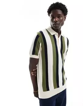 Белая рубашка-поло в широкую вертикальную полоску Ben Sherman