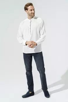 Белая рубашка с длинным рукавом и органическим воротником For You Man