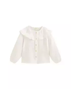 Белая рубашка с длинными рукавами и рюшами для девочки Dadati