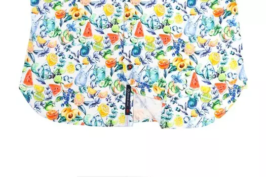 Белая рубашка с фруктовым принтом Luchiano Visconti, мультиколор