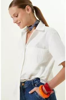 Белая рубашка с коротким рукавом N-tech Network, белый