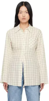 Белая рубашка с маргаритками OUR LEGACY, Light mediterranean check