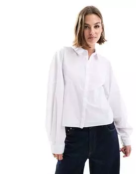 Белая рубашка с объемными плечами и сращенными деталями ASOS DESIGN