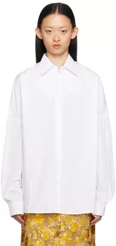 Белая рубашка с раздвинутым воротником Dries Van Noten