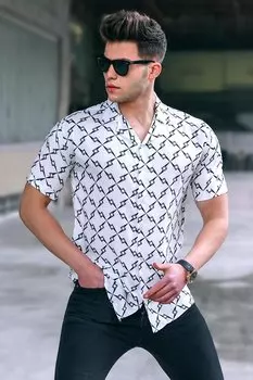 Белая рубашка с рисунком 5537 MADMEXT