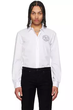 Белая рубашка с V-образной эмблемой Versace Jeans Couture