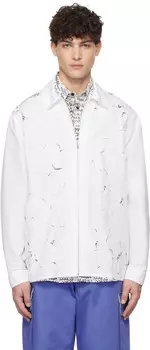 Белая рубашка с вырезом и длинным рукавом Marni