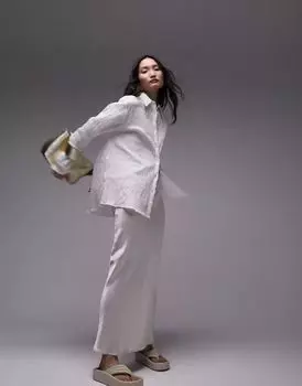 Белая рубашка с жатым нагрудным карманом Topshop