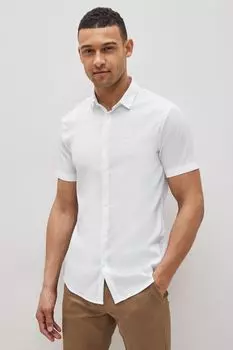 Белая рубашка стрейч с короткими рукавами Armani Exchange, белый