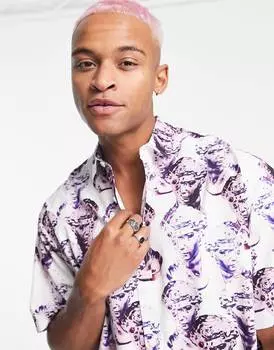 Белая рубашка свободного кроя с принтом в виде головы статуи ASOS DESIGN