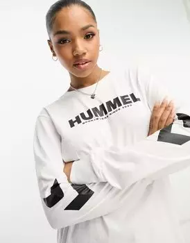 Белая рубашка унисекс с длинными рукавами Hummel Legacy