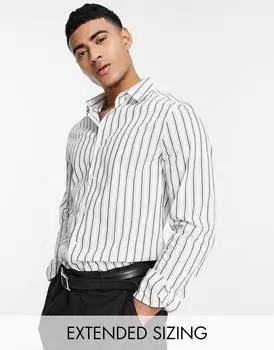 Белая рубашка узкого кроя в полоску ASOS DESIGN