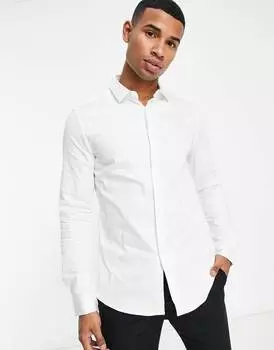 Белая сатиновая рубашка узкого кроя ASOS DESIGN Premium