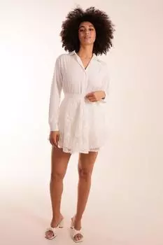 Белая сетчатая юбка с вышивкой Blue Vanilla, белый