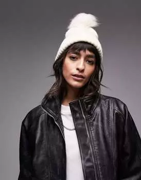 Белая шапка-бини с помпоном Topshop
