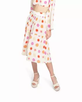 Белая шелковая юбка-миди Radiant Aura в горошек Nicole Miller