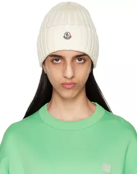 Белая шерстяная шапка Moncler