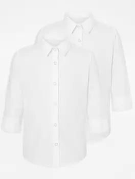 Белая школьная рубашка с рукавами 3/4 для девочек (2 шт.) George., белый