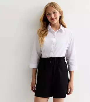 Белая школьная рубашка с рукавами 3/4 для девочек New Look, белый