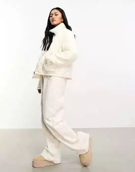 Белая стеганая куртка-пуховик Pieces Diagnoal