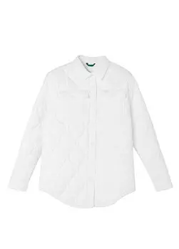 Белая стеганая женская куртка с воротником поло Lacoste