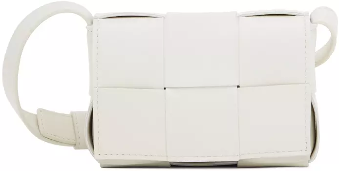 Белая сумка через плечо с кассетой Bottega Veneta