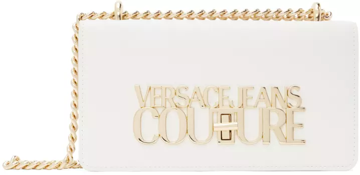 Белая сумка через плечо с замком Versace Jeans Couture
