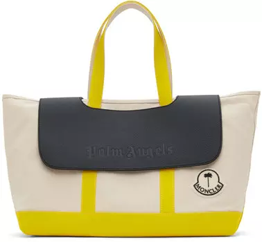 Белая сумка-тоут Moncler x Palm Angels из плотной ткани Moncler Genius, цвет Natural