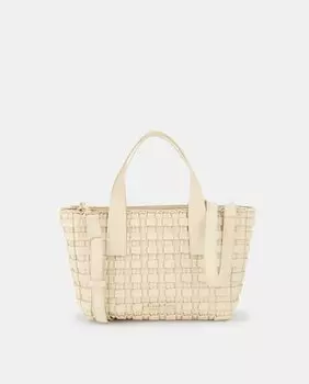 Белая сумка-тоут с клетчатой гравировкой и ремнем на плечо Jo & Mr. Joe, белый