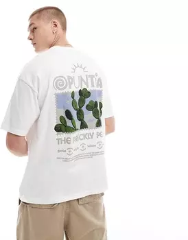 Белая свободная футболка с открытым принтом на спине ASOS DESIGN
