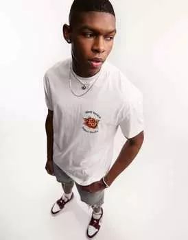 Белая свободная футболка с принтом роз на груди ASOS DESIGN