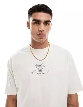 Белая свободная футболка свободного кроя с абстрактным принтом на груди ASOS DESIGN