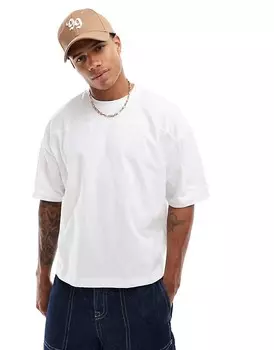 Белая свободная футболка свободного кроя с отстрочкой ASOS DESIGN