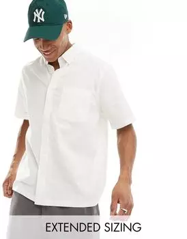 Белая свободная оксфордская рубашка с короткими рукавами ASOS DESIGN