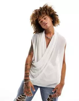 Белая свободная прозрачная рубашка без рукавов ASOS