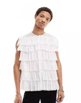 Белая свободная рубашка без рукавов с рюшами ASOS DESIGN