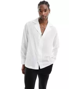 Белая свободная широкая рубашка с петлевыми пуговицами ASOS DESIGN