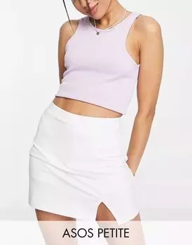 Белая теннисная юбка ASOS DESIGN Petite
