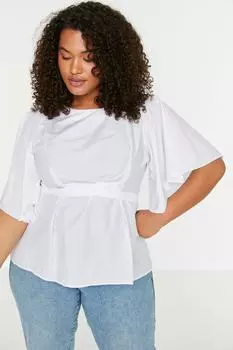 Белая тканая блузка с завязками TBBSS22BZ1316 Trendyol, белый