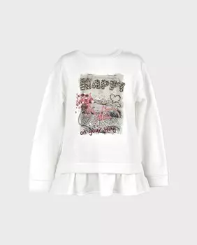 Белая толстовка для девочки с рисунком велосипеда La Ormiga, белый