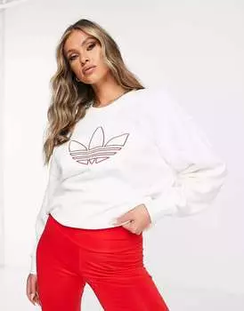 Белая толстовка с большим логотипом adidas Originals