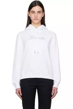 Белая толстовка с капюшоном Lanvin с вышивкой бисером