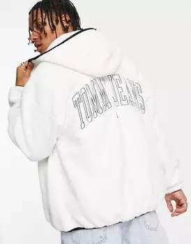 Белая толстовка с капюшоном на молнии Tommy Jeans из смесового полиэстера