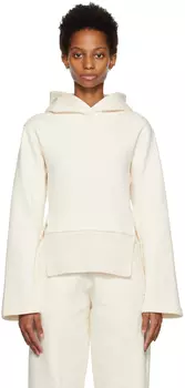 Белая толстовка с капюшоном в рубчик VAARA