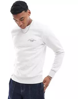 Белая толстовка с круглым вырезом и буквенным логотипом Jack & Jones
