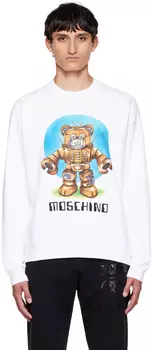 Белая толстовка с медведем-роботом Moschino