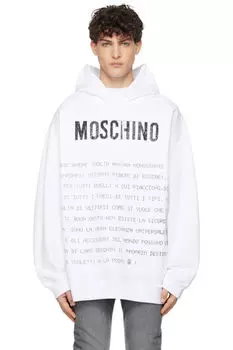 Белая толстовка с надписью Moschino