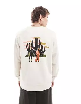 Белая толстовка свободного кроя Wrangler с ковбойским принтом на спине